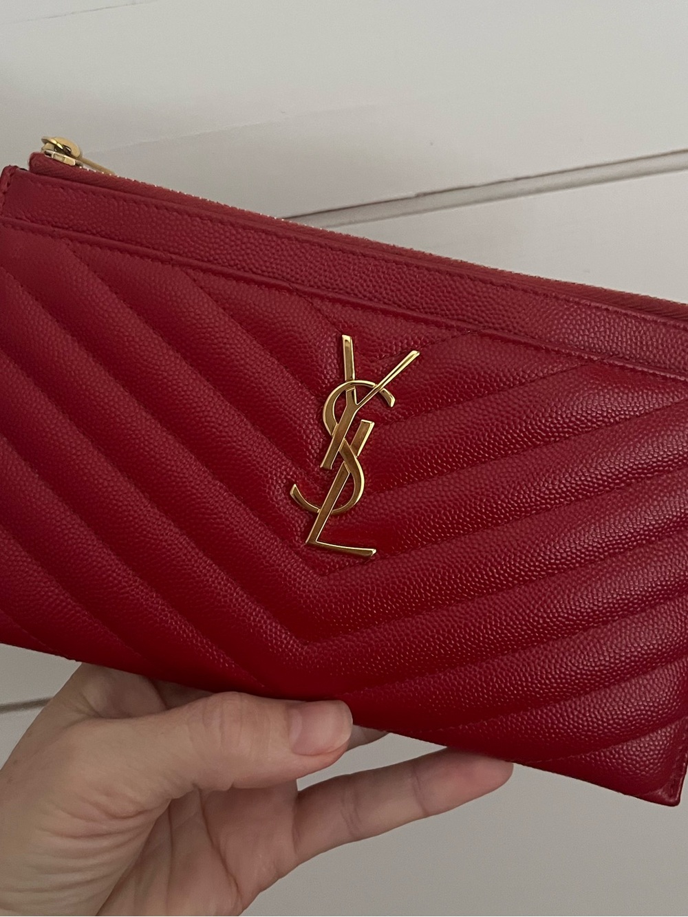 Saint Laurent Red Bandana Leather Clutch